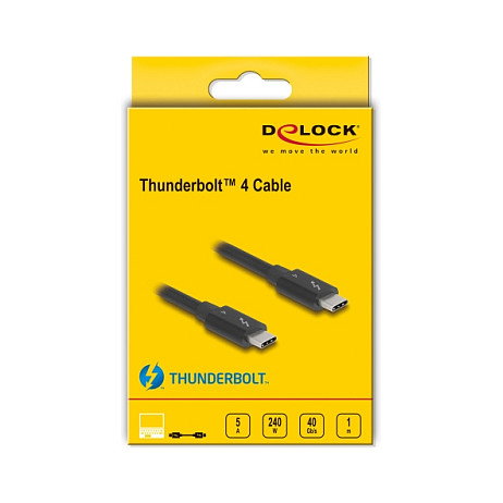 DeLOCK Cable Thunderbolt 4 81249 40 Gbps USB PD 3.1 240W 1 m Negro - 8K HDR, 2 Pantallas