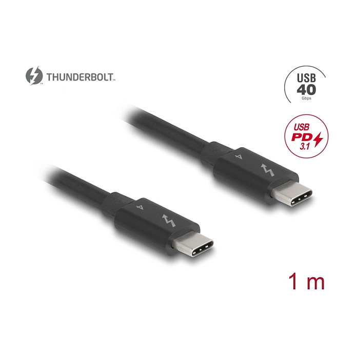 DeLOCK Cable Thunderbolt 4 81249 40 Gbps USB PD 3.1 240W 1 m Negro - 8K HDR, 2 Pantallas