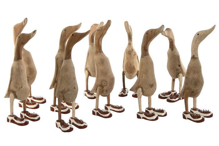 DKD Home Decor Figura Pato Madera Bambú Natural Blanco 14 x 28 x 43 cm (2 Unidades)