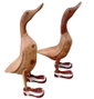 DKD Home Decor Figura Pato Madera Bambú Natural Blanco 14 x 28 x 43 cm (2 Unidades)