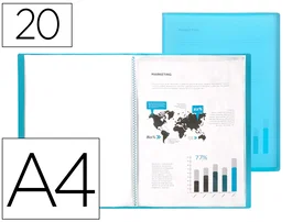 Liderpapel Carpeta de Escaparate 47042 con 20 Fundas DIN A4 Azul Translúcido