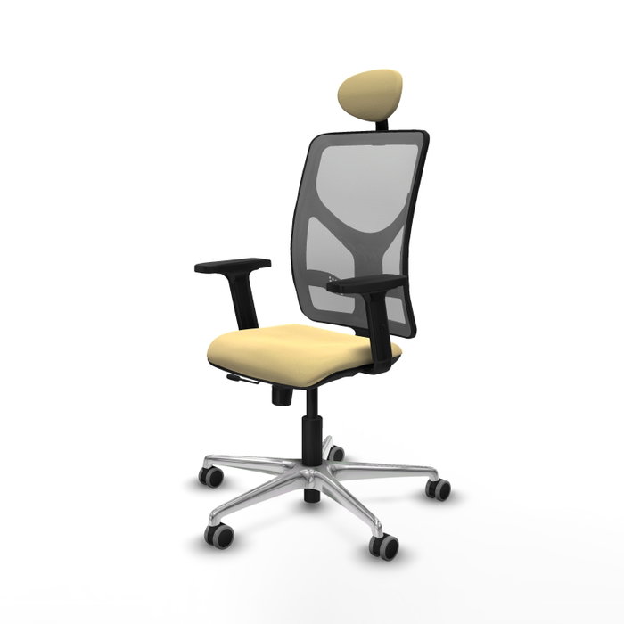 PIQUERAS Y CRESPO Silla de oficina Motilla con mecanismo Sincro/Traslack, Crema y Gris