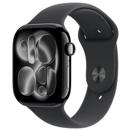 Apple Watch Series 11 (S11) 46mm Aluminium Cellular GPS - Diamantschwarz con Sportarmband schwarz M/L, watchOS 11, 64GB, Negro