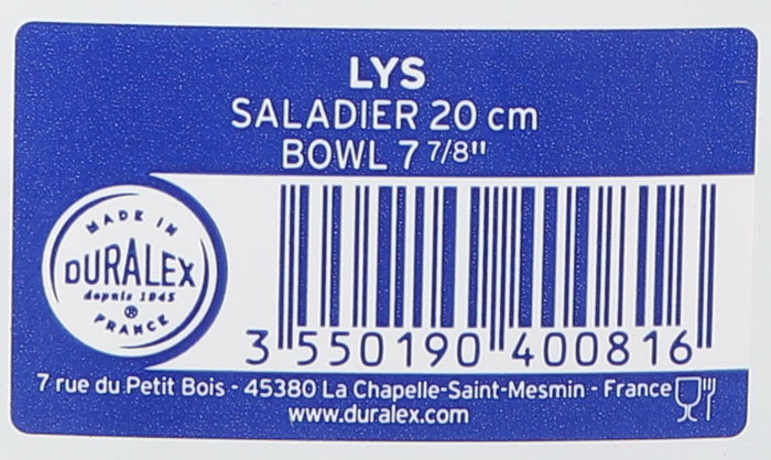 Duralex Ensaladera Ø20 cm 1.59 L Transparente Redonda Lys (24 Unidades)