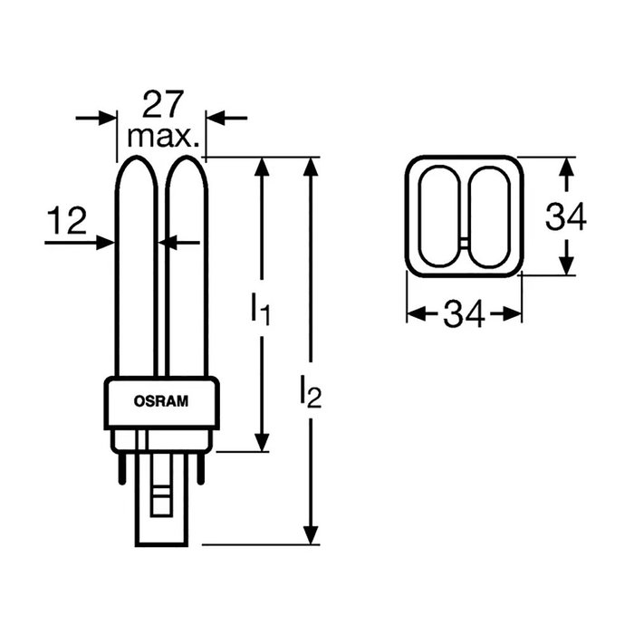 Bombilla dulux d26w 865 1.700lm 6.500k g24d-3 osram Bombilla dulux d26w 865 1.700lm 6.500k g24d-3 osram