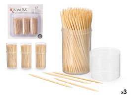 Kinvara Set 3 Palilleros Bambú y Plástico PP Amarillo/Transparente 14x14x3cm (Set de 48)