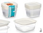 Leknes Set de 5 Fiambreras Cuadradas de Plástico 1000 ml, Transparentes/Blancas, Apto Microondas y Lavavajillas, 17.3 x posting text 14 x 16 cm (Set de 12)