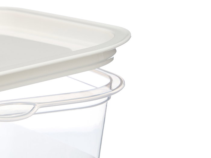Leknes Set de 5 Fiambreras Cuadradas de Plástico 1000 ml, Transparentes/Blancas, Apto Microondas y Lavavajillas, 17.3 x posting text 14 x 16 cm (Set de 12)