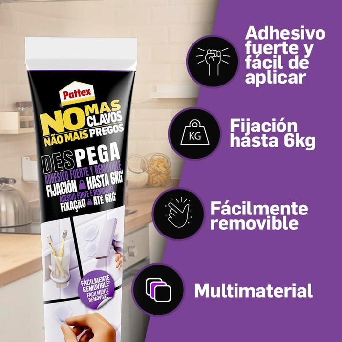 PATTEX No Más Clavos Despega 44g Transparente de Adhesivo de Montaje Removible PATTEX No Más Clavos Despega 44g Transparente de Adhesivo de Montaje Removible