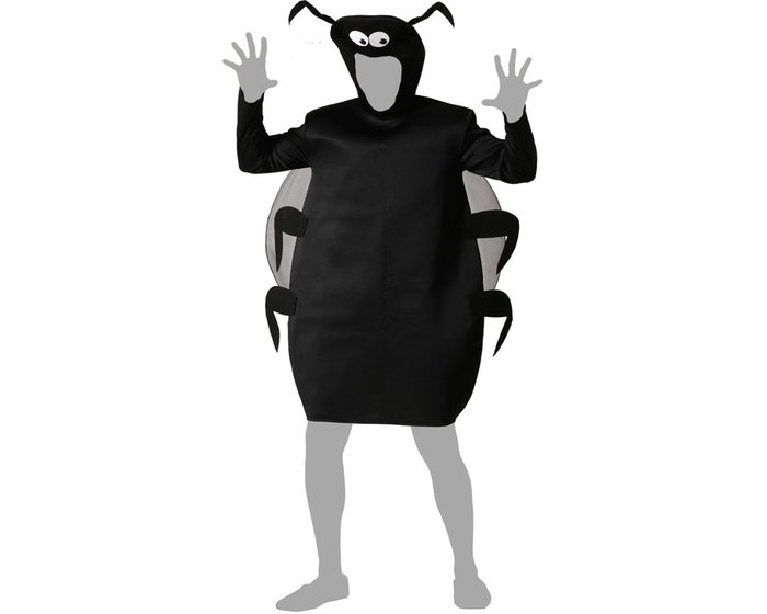 Disfraz de cucaracha negra con mono, gorro y alas para adulto
