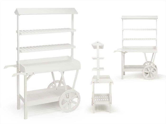 Ibergarden Expositor Madera Blanco 4 Baldas Techo 118 x 176.5 x 58 cm Ibergarden Expositor Madera Blanco 4 Baldas Techo 118 x 176.5 x 58 cm