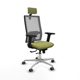 PIQUERAS Y CRESPO Silla de oficina Horna con mecanismo Sincro/Traslack Verde oliva y Gris