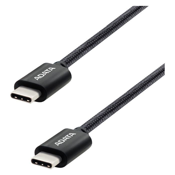 ADATA CACC-100PN-BK Cable USB-C a USB-C 1 Metro Negro USB 2.0 Compatible con PD 3.0 y QC 3.0 Hasta 100W de Carga Rápida