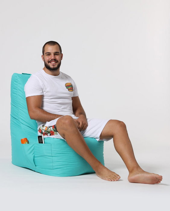 Atelier Del Sofa Puf de Jardín Turquoise, Máxima Comodidad y Estilo, Resistente al Agua, Fácil de Limpiar, Interior 100% Poliéster, Asiento 60 cm