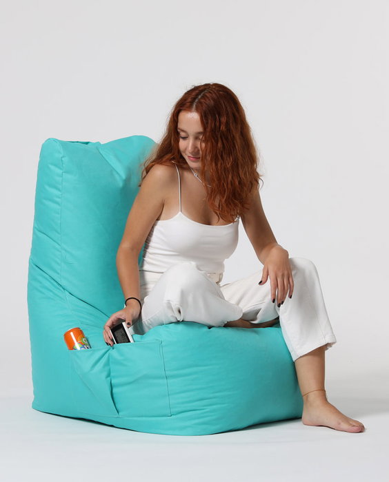 Atelier Del Sofa Puf de Jardín Turquoise, Máxima Comodidad y Estilo, Resistente al Agua, Fácil de Limpiar, Interior 100% Poliéster, Asiento 60 cm