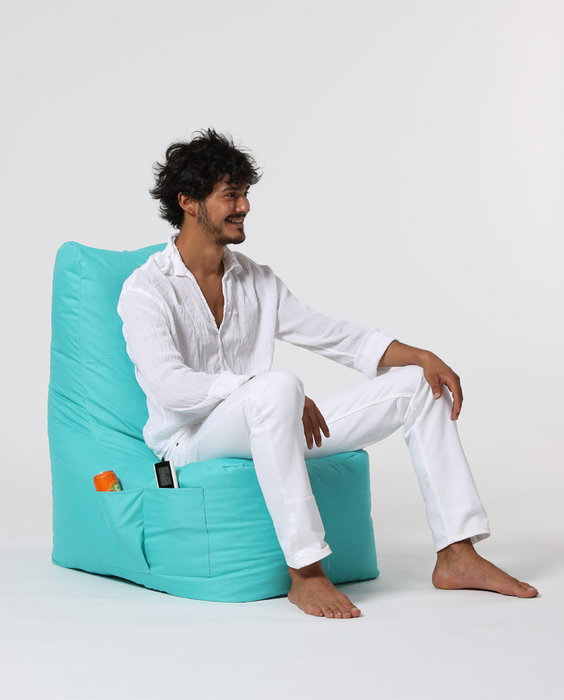 Atelier Del Sofa Puf de Jardín Turquoise, Máxima Comodidad y Estilo, Resistente al Agua, Fácil de Limpiar, Interior 100% Poliéster, Asiento 60 cm