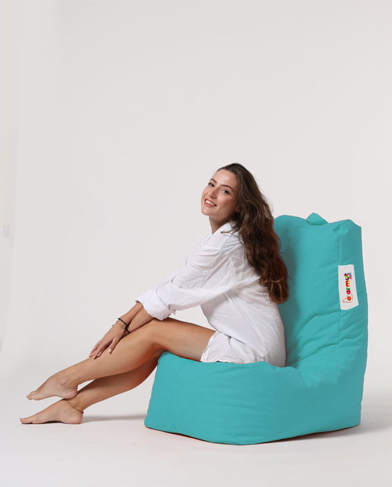 Atelier Del Sofa Puf de Jardín Turquoise, Máxima Comodidad y Estilo, Resistente al Agua, Fácil de Limpiar, Interior 100% Poliéster, Asiento 60 cm