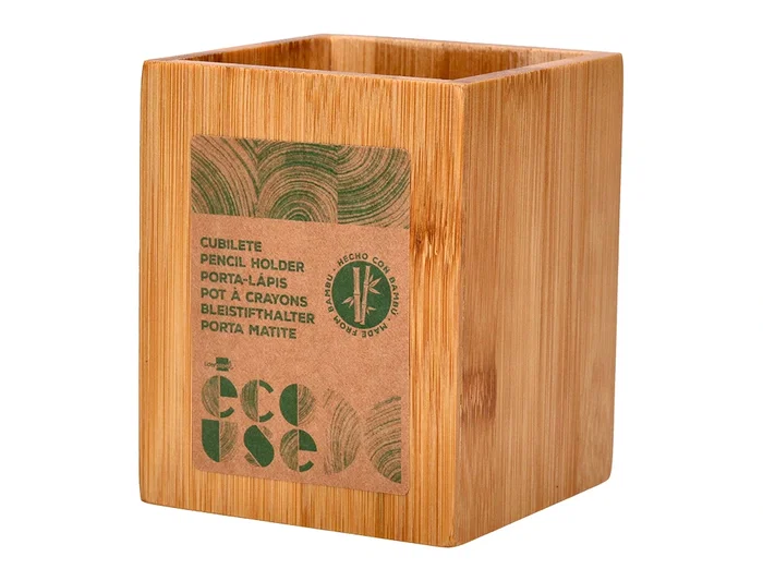 Liderpapel Cubilete Portalapices Ecouse Bambú 100% Natural Cuadrado 80x80x100 mm Liderpapel Cubilete Portalapices Ecouse Bambú 100% Natural Cuadrado 80x80x100 mm
