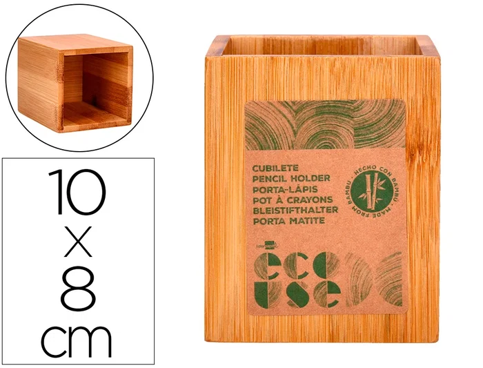 Liderpapel Cubilete Portalapices Ecouse Bambú 100% Natural Cuadrado 80x80x100 mm Liderpapel Cubilete Portalapices Ecouse Bambú 100% Natural Cuadrado 80x80x100 mm