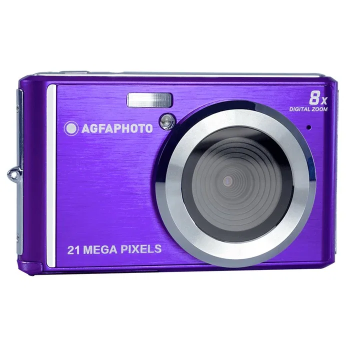 AgfaPhoto Cámara Compact Realishot DC5200 - 21 Megapíxeles, Sensor CMOS 1/4", Grabación de Vídeo HD 720p, Zoom Digital 8x, Color Púrpura