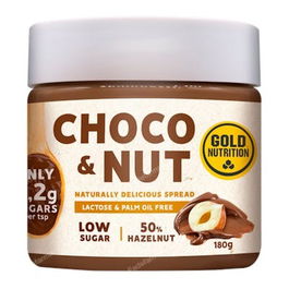 Gold Nutrition Choco-Nut Crema Para Untar con 50% Avellana Bajo en Azúcares 180Gr