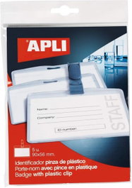 APLI PAPER Bolsa de 5 identificadores con pinza de plástico 100x72 mm