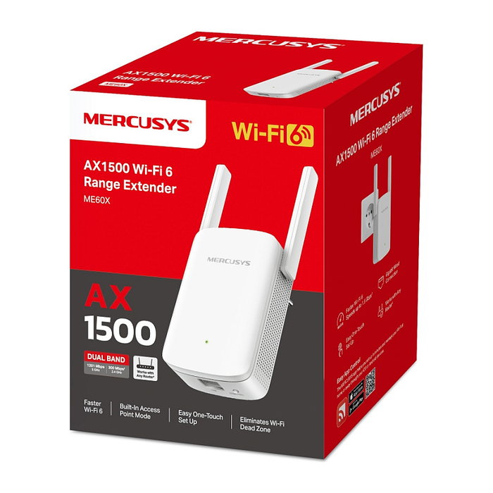 Mercusys ME60X AX1500 Wi-Fi 6 Range Extender Blanco Mercusys ME60X AX1500 Wi-Fi 6 Range Extender Blanco