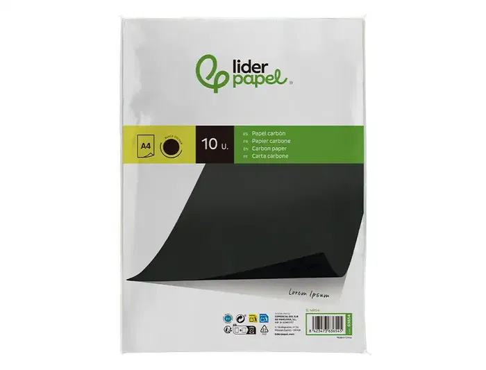 Liderpapel Papel Carbon Negro DIN A4 Bolsa de 10 Hojas Liderpapel Papel Carbon Negro DIN A4 Bolsa de 10 Hojas