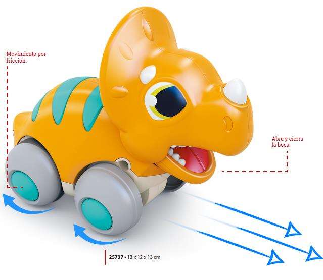 Creaciones Llopis Dinosaurio Naranja de Fricción - Caja 13x12x13 cm