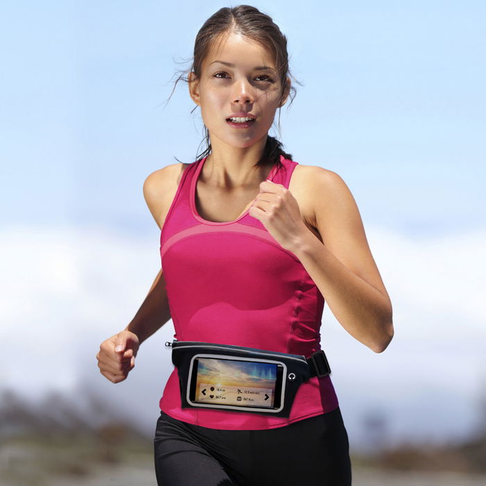 Be Mix Riñonera Deportiva Impermeable con Ventana Táctil para Móvil y Bolsillo para Llaves