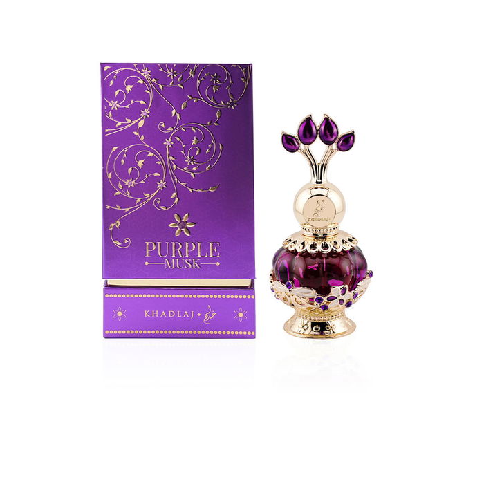 Khadlaj PURPLE MUSK Aceite de Perfume Concentrado 20 ml para Mujer con Notas de Frutas, Coco, Durazno, Sándalo y Heliotropo