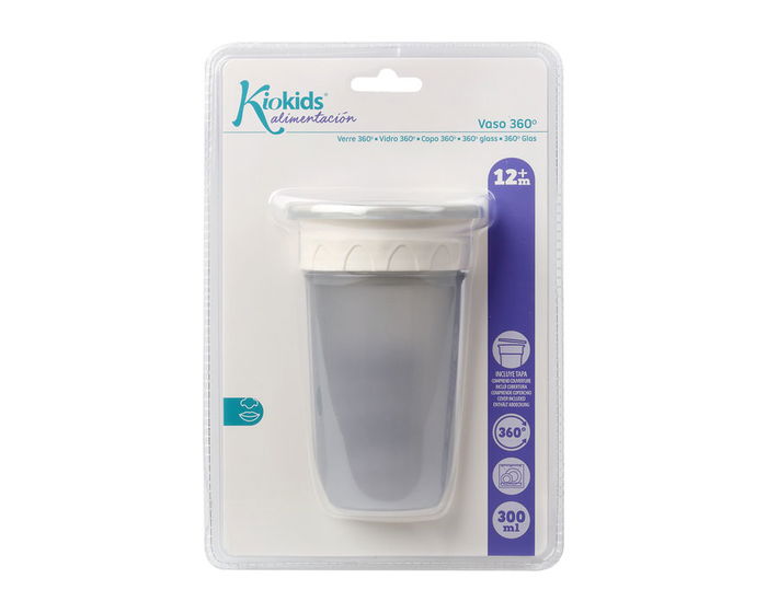 KioKids Vaso Step 3 Anti-Derrame Gris 300 mL +12 Meses