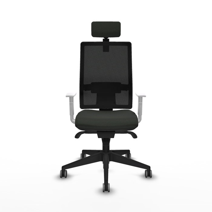 PIQUERAS Y CRESPO Silla de oficina Horna con mecanismo Sincro, Negro con reposabrazos blancos