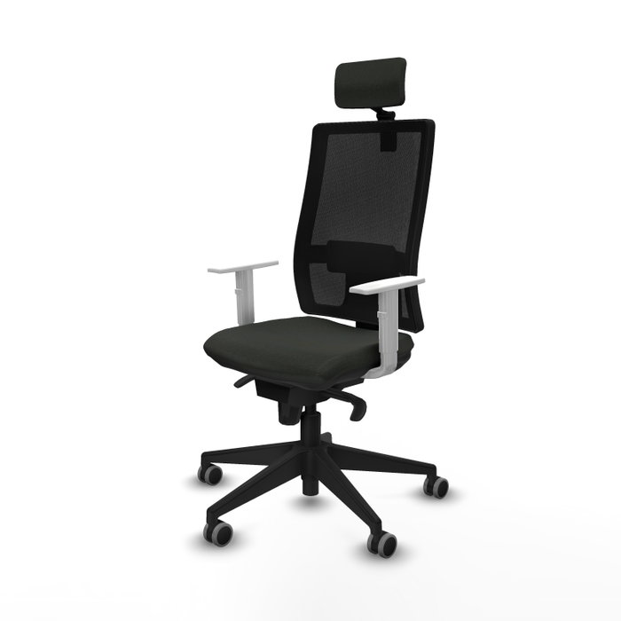 PIQUERAS Y CRESPO Silla de oficina Horna con mecanismo Sincro, Negro con reposabrazos blancos