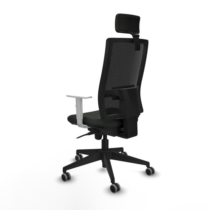 PIQUERAS Y CRESPO Silla de oficina Horna con mecanismo Sincro, Negro con reposabrazos blancos