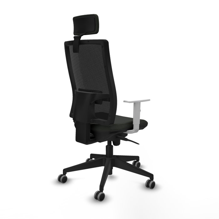 PIQUERAS Y CRESPO Silla de oficina Horna con mecanismo Sincro, Negro con reposabrazos blancos