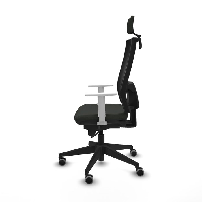 PIQUERAS Y CRESPO Silla de oficina Horna con mecanismo Sincro, Negro con reposabrazos blancos