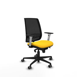 PIQUERAS Y CRESPO Alares Silla de oficina sincro con malla negra y asiento amarillo