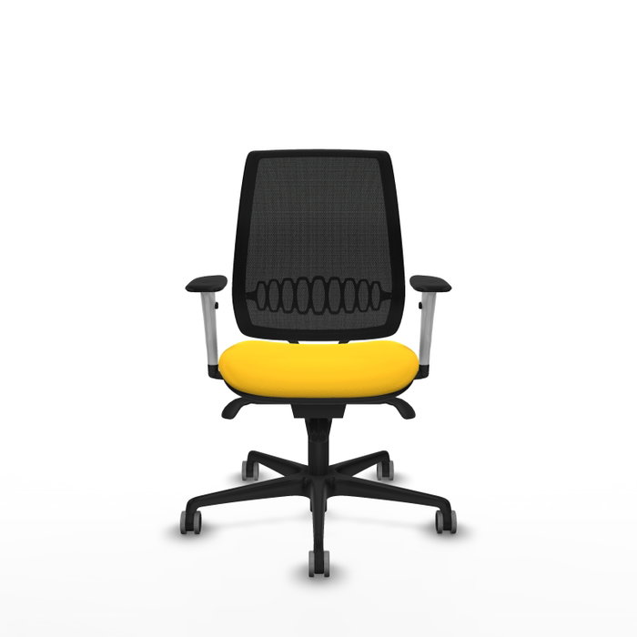 PIQUERAS Y CRESPO Alares Silla de oficina sincro con malla negra y asiento amarillo