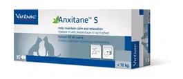Virbac Anxitane S - Complemento alimenticio para perros y gatos, 30 comprimidos masticables