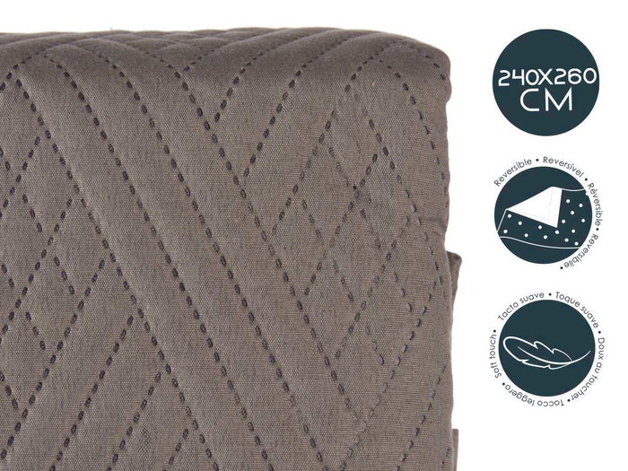 Giftdecor Colcha Cama Reversible 240x260 cm Gris Oscuro y Azul Tacto Suave Poliéster (Set de 6) Giftdecor Colcha Cama Reversible 240x260 cm Gris Oscuro y Azul Tacto Suave Poliéster (Set de 6)