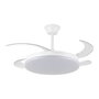 Cristalrecord Milky L Evo Smart - Ventilador de Techo con Luz LED 3CCT, Aspas Retráctiles, Blanco, Ø120cm, Smart App, Mando a Distancia Incluido