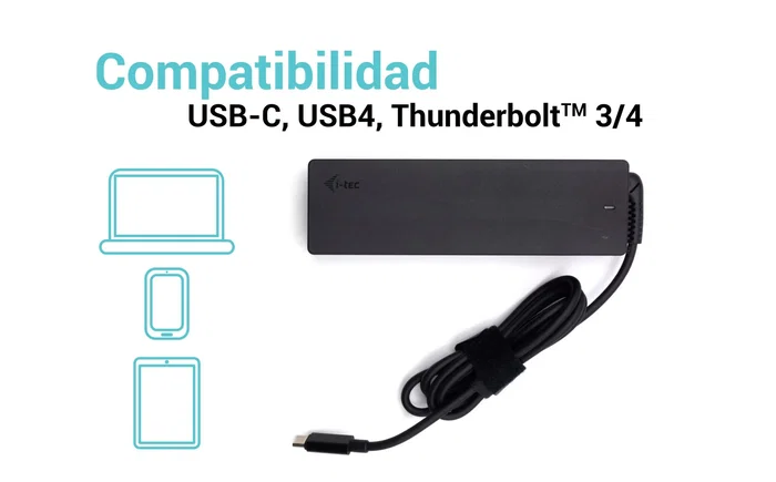 I-tec Cargador Universal USB-C 100W PD 3.0 para Portátil, Tablet y Smartphone, Adaptador de Corriente con Protección - Negro, CHARGER-C100W