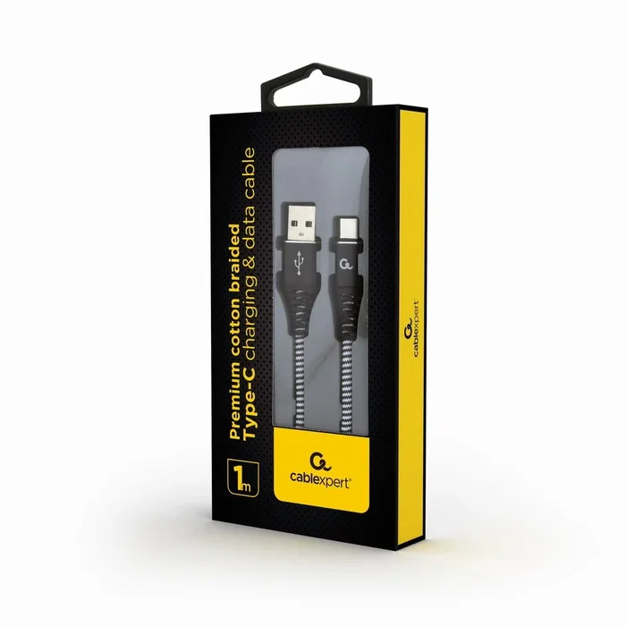 Gembird Cable USB Tipo C Trenzado Premium 1 m Negro/Blanco
