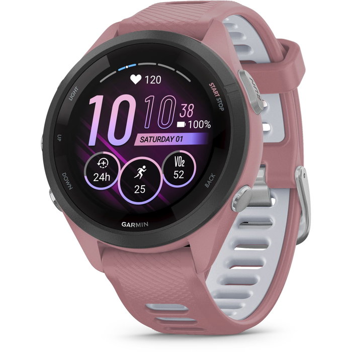 Garmin Forerunner 265S, Pantalla AMOLED 2,79 cm, Rosa/Blanco