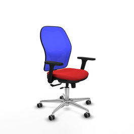 PIQUERAS Y CRESPO Silla de oficina Jorquera con mecanismo Sincro/Traslack, Similpiel Rojo y Malla Azul