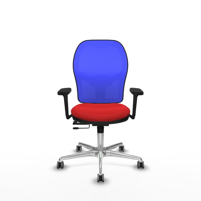 PIQUERAS Y CRESPO Silla de oficina Jorquera con mecanismo Sincro/Traslack, Similpiel Rojo y Malla Azul