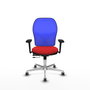 PIQUERAS Y CRESPO Silla de oficina Jorquera con mecanismo Sincro/Traslack, Similpiel Rojo y Malla Azul