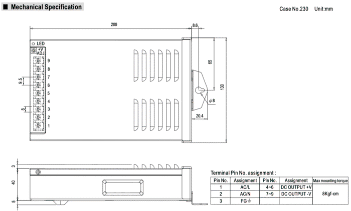 MEAN WELL ERPF-400-12 Fuente de alimentación de 360W 12V 30A
