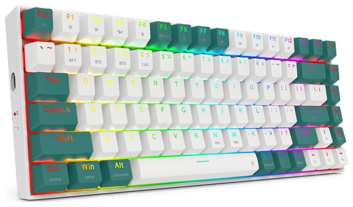 Redragon Singed K678WG-RGB-PRO Teclado Gaming Inalámbrico Mecánico 82 Teclas RGB Verde Distribución Inglés